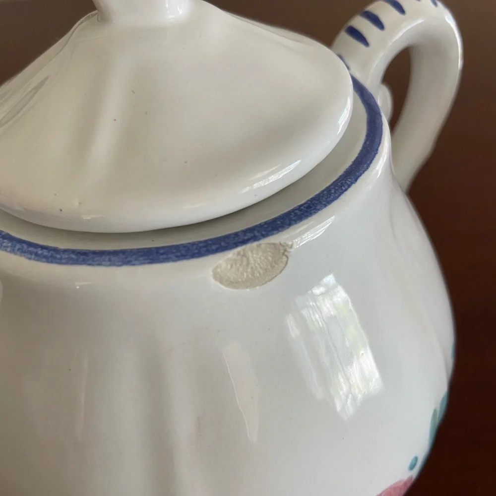 William-Sonoma Mari Floral Hand-Painted in Italy Sugar Bowl and Creamer Set